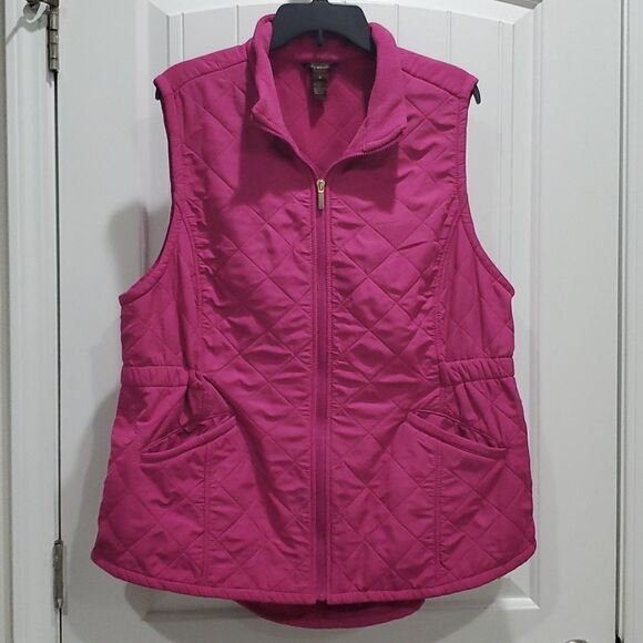 Bit & Bridle Lined Pink Quilted Women's Zip Up Vest, Size 1X - Picture 1 of 6